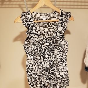 Calvin Klein Sleeveless Navy & White Blouse